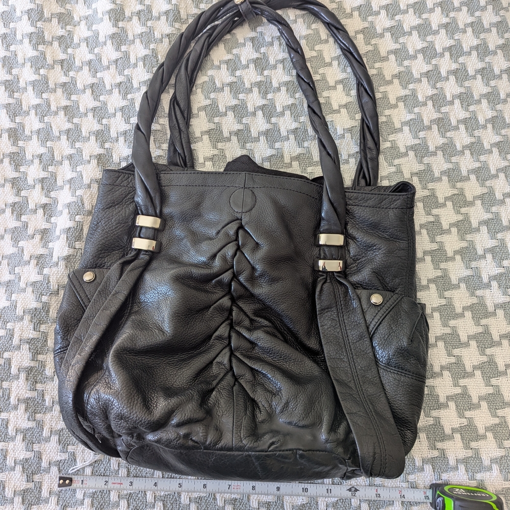 Elegant Black Leather Tote Bag